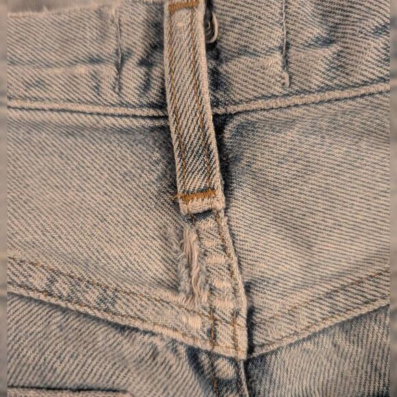 AGOLDE 90s Pinch Waist High Rise Straight Jeans 25 | Distressed Light Wash Denim - Picture 14 of 16